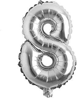 Italo Number 8 Foil Balloon, 16 Inch Size, Silver