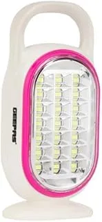 Geepas LED Emergency Lantern with Solar Panel- GE53033| Energy Efficient Design, 21 Pieces Hi-Power LEDs, and 5 Hours Working| Compact| Pink and White, 2 Years Warranty