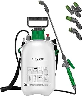 VIVOSUN 1.3 Gallon Pump Pressure Sprayer, 5L Pressurized Lawn & Garden Water Spray Bottle with 3 Water Nozzles, Adjustable Shoulder Strap, Pressure Relief Valve, for Plants and Cleaning