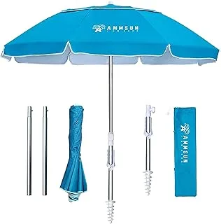 AMMSUN 7.5ft Hula Thatched Tiki Patio Beach Umbrella Hawaiian Style 10 Ribs UPF 50+ with Tilt Carry Bag for Outdoor Tiki Bar, Tropical Palapa, Patio Garden Beach Pool Backyard Natural Color