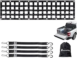 SurmountWay Heavy Duty Tailgate Cargo Net for Truck Bed, Durable&Rugged Tailgate Net, Extendable&Adjustable Truck Bed Cargo Net, Suitable for Truck, Trailer, Pickup, Jeep, SUV, Boat and So on(84