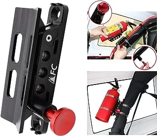 Adjustable Fire Extinguisher Holder Mount with 4 Clamps Compatible with for Jeep Wrangler UTV Polaris RZR Ranger, Aluminum-1-year Warranty