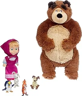 Masha and The Bear famous Plush bear, doll and animals playset