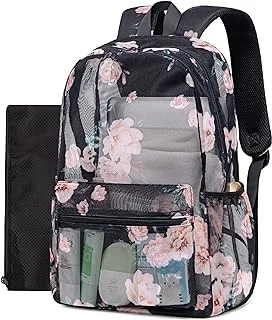 Bluboon Mesh Backpack for Girls Kids Semi-Transparent School Bookbag See Through Beach Bag Daypack