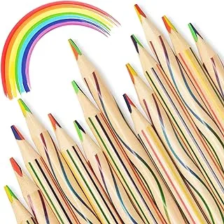 ThEast 30 Pieces Rainbow Colored Pencils, 4 Color in 1 Rainbow Pencils for Kids, Aesthetic Color Pencils for Drawing Coloring, Gifts for Kids Party Favors, Pre-sharpened