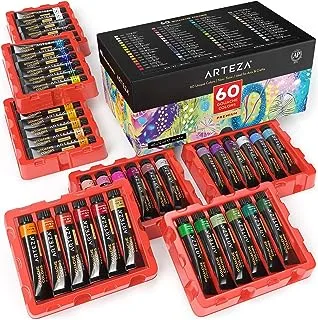 ARTEZA Gouache Paint Set, Set of 60 Colors in 12ml/0.4 US fl oz Tubes, Premium Gouache Artist Paint for Professionals & Students, Ideal for Canvas and Paper, Complete Art Supplies for Vibrant