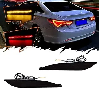 TurningMax For 2011-2014 Hyundai Sonata 8th Bumper Reflector Lights,Function as Tail,Brake, Rear Fog Lamps, Amber Turn Signal Lights