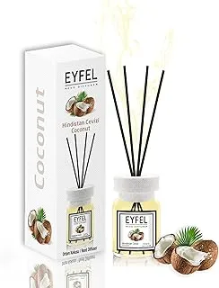 EYFEL Reed Diffusers للمنزل - مجموعة ناشر قصب جوز الهند 4.05 أونصة سائلة من أعواد ناشر الزيت، ناشر الحمام، ناشر قصب الزيت، أعواد معطرة، أعواد ناشر الزيت، ناشر القصب للحمام