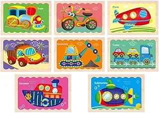 Montessori Toys For 1 To 3-Year-Old Boys Girls Toddlers - Puzzles Jigsaw For Baby Boys, Wooden Puzzles Toys, Set Of 8 Frames & 32 PCS Of Wooden Jigsaw For Kids, Educational Toys, Learning Puzzles Gift