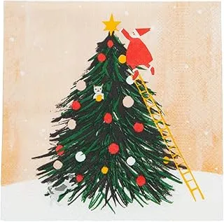 Talking Tables Santa Christmas Napkins with Xmas Tree - 20 Pack | Recyclable, Eco Friendly Paper Serviettes for Table Settings, Mince Pies, Kids & Adults