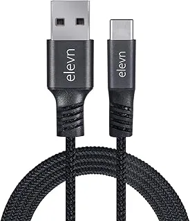 elevn flex Unbreakable 65W / 5A Fast Charging 1.5m Rugged Braided Type C Cable for Smartphones, Tablets, Laptops & other Type C devices, PD Technology, 5Gbps Data Sync, Quick Charge 5.0 (Black)