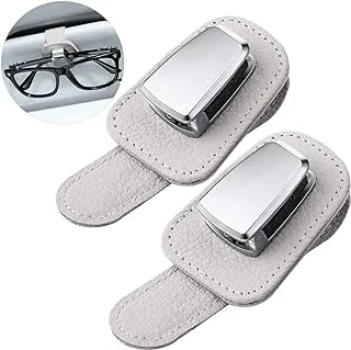 2 Packs Car Glasses Holder Universal Car Visor Sunglasses Holder Clip Leather Eyeglasses Hanger and Ticket Card Clip Eyeglasses Mount for Car (Gray), Gray, 4 x 1 x 1.77 inches