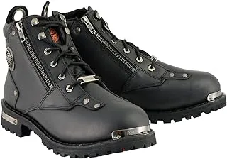 Milwaukee Leather MBM103 Men's Black Leather Lace-Up Boots with Double Sided Zipper Entry - 9