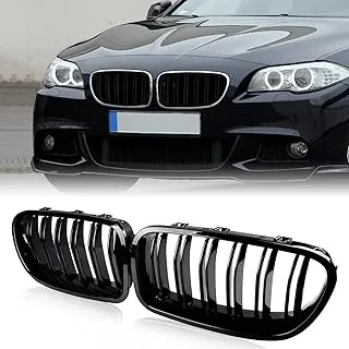 شبكة F10، شرائح مزدوجة للشواية الأمامية ATPOEN لسيارة BMW 5 Series F10 F11 F18 M5 535i 525i 528i 2010-2017، أسود لامع