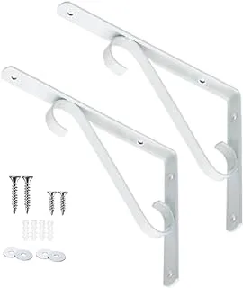 Biella 2pcs Decorative Wall Mounted Scaffold Board Shelf Brackets,90° Right Angle L-shape Shelf Support Brackets For Living Room Bedroom Office (15.5X10.5CM)