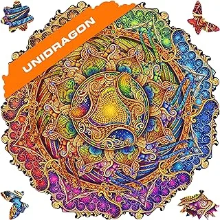 UNIDRAGON Wooden Puzzle Jigsaw, Mandala Inexhaustible Abundance, King Size, 350 Pieces, 13 by 13 Inches