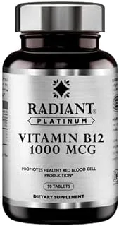 Radiant Platinum Vitamin B12 1000 Mcg | Promotes Healthy Red Blood Cell Production | Good For Energy Production | 90 Tablets