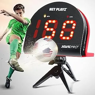 NETPLAYZ Soccer Gifts Speed Radar - Measure Shot Speed Shot-Power Detection, Sport Radar Gun (Hands-Free) Sensors | Training Aids, Gadget Gear & Equipment Black