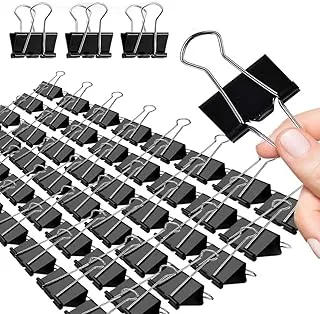 AL FAKHAMA Large 41 mm Binder Clips, 72 Pcs Corrosion Resistant Black Metal Foldback Clips, Paper Clamps Binder, Paper Clips Clamp for Office, Home, School - 72pcs