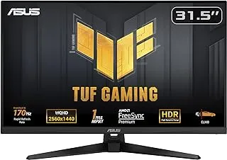 شاشة الألعاب ASUS TUF Gaming VG32AQA1A - مقاس 31.5 بوصة بدقة WQHD (2560 × 1440)، وسرعة التشغيل حتى 170 هرتز (أعلى من 144 هرتز)، وتقنية Extreme Low Motion Blur™، وFreesync Premium™، و1 مللي ثانية (MPRT)