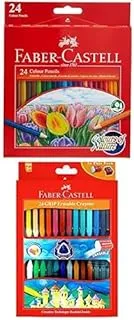 Faber Castell COLOUR PENCILS 24 COLOUR + Grip Plastic Crayons 24 Color