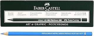 Faber-Castell Polychromos colour pencil 6pcs Box,152 middle phthalo blue,Water-resistant and smudge-proof,Thick 3.8 mm lead