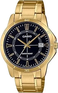 Casio Men's Watch - MTP-V004G-1CUDF Black Dial, Gold Band