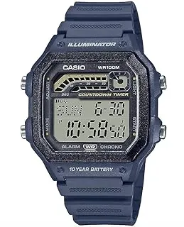 Casio Illuminator 10-Year Battery Alarm Chronograph Countdown Timer Men's Watch WS1600H-2AV, Blue, Chronograph