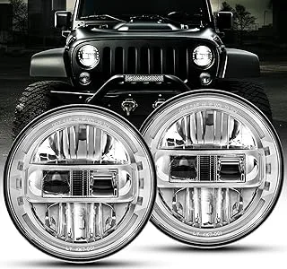 7 Inch Led Headlights DOT Approved Round Headlight with DRL Low Beam and High Beam Compatible with Jeep Wrangler JK JKU LJ CJ TJ 1997-2018 Headlamps - Exclusive Patent (Chrome)