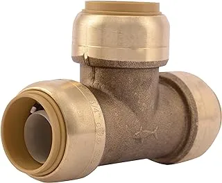 SharkBite 3/4 Inch Tee, Push to Connect Brass Plumbing Fitting, PEX Pipe, Copper, CPVC, PE-RT, HDPE, U370LFA