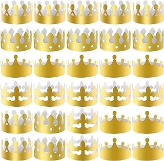 SIQUK 28 Pieces Gold Paper Crowns Party King Crown Paper Hats for Kids Adults Party and Celebration