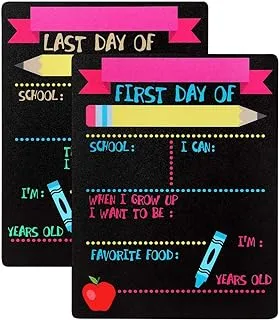 BPA First Day and Last Day of School Chalkboard, 22.9 cmx30.5 cm Back to School Board Sign, Double Sided First Day of School Photo Prop Sign for Preschool Kindergarten Kids Girls Boys