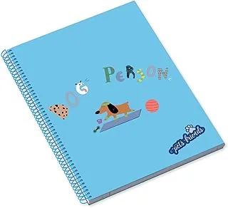 Ambar 80 Sheets 90 GSM Pet Person Boy Hard Cover Spiral Note Book, A4 Size, Blue/Green