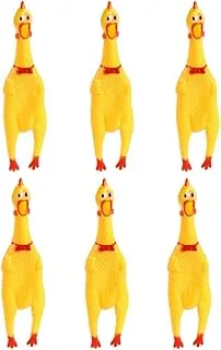 6Pcs Squeeze Shrilling Glabrous Screaming Chicken Funny Toy Gift Chicken Toy Size M Yellow Party Supplies