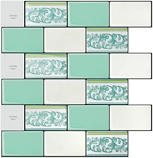 Art3d 10-Sheet Peel and Stick Backsplash, 12 in. x 12 in. Subway Tiles in Teal