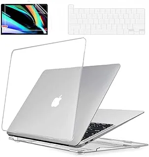 AWH متوافق مع حافظة MacBook Air 13 بوصة 2018-2021 A2337 M1 A2179 A1932 (معرف اللمس)، حافظة MacBook Air غطاء صلب من البلاستيك الشفاف للكمبيوتر المحمول مع غطاء لوحة مفاتيح هدية، واقي شاشة.