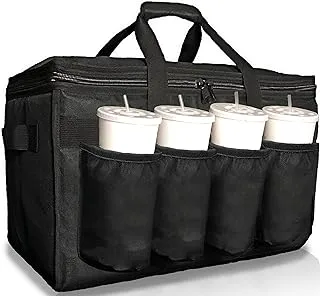 FRESHIE Insulated Food Delivery Bag with Cup Holders Drink Carriers Premium XXL, Great for Beverages, Grocery, Catering, DoorDash, Uber Eats, PostMates