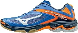 حذاء Mizuno V1GA170083 Wave Lightning للرجال للكرة الطائرة، أزرق قوي/أبيض/برتقالي