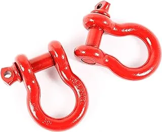 D-Ring Shackles, 7/8-Inch, Red, Steel, Pair