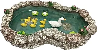 GlitZGlam Duck Pond -Mother And Ducklings! A Miniature Duck Pond For A Miniature Fairy Garden And Miniature Garden Accessories