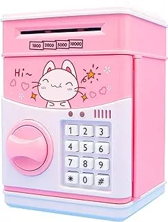 Cute ATM Piggy Bank Coin Can, Electronic Piggy Bank for Kids, Great Toy Gift for Girls Boys Children (Pink)