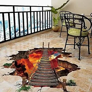 BPA® 3D Floor/Wall Sticker,Cool Lava Bridge, Removable Mural Decals Vinyl Art Living Room Decors