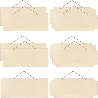 10 Pieces Unfinished Hanging Wood Sign Rectangle Blank Wooden Plaque Blank Hanging Wooden Slices Banners with Ropes for Pyrography Painting Writing DIY Home Crafts Supplies (Beige)