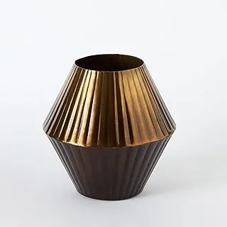 HomeBox Splendid Metal Ribbed Planter - 20x20x20 cm