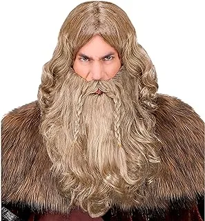 Widmann 06345 Viking Wig with Beard and Moustache, Synthetic Hair, Long Hair Wig, Gaul