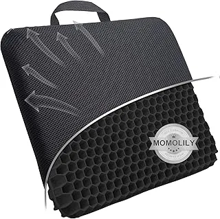 Honeycomb Design Breathable Double Thick Seat Cushion with Non-Slip Cover (Black)