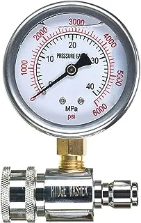 RIDGE WASHER Pressure Washer Gauge with 3/8 Inch Quick Connect Socket and Plug, 6000 PSI