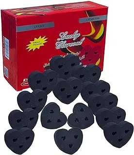 Alsaqer Lucky Bakhoor Charcoal 20 Pieces Heart Shape - Long Lasting Charcoal Black-50 mm