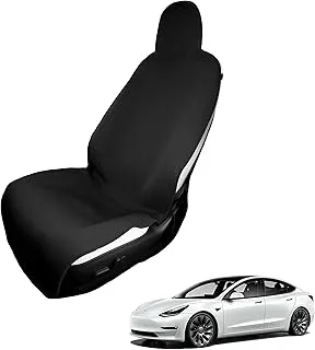 EVNV Tesla Model 3 Seat Cover 2023-2018 - Waterproof Neoprene Tesla Seat Cover Protects Your Seat - Easy to Install - Tesla Model 3 Accessories 2023 - Black Front Seat Cover