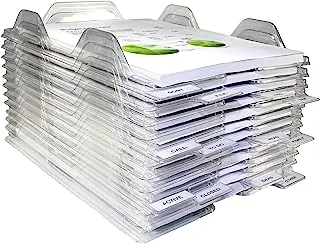 EZSTAX File Organizers - Letter Size, Stackable Trays for Desk - for Office Files, Mail, Documents - 12 Pack, Clear